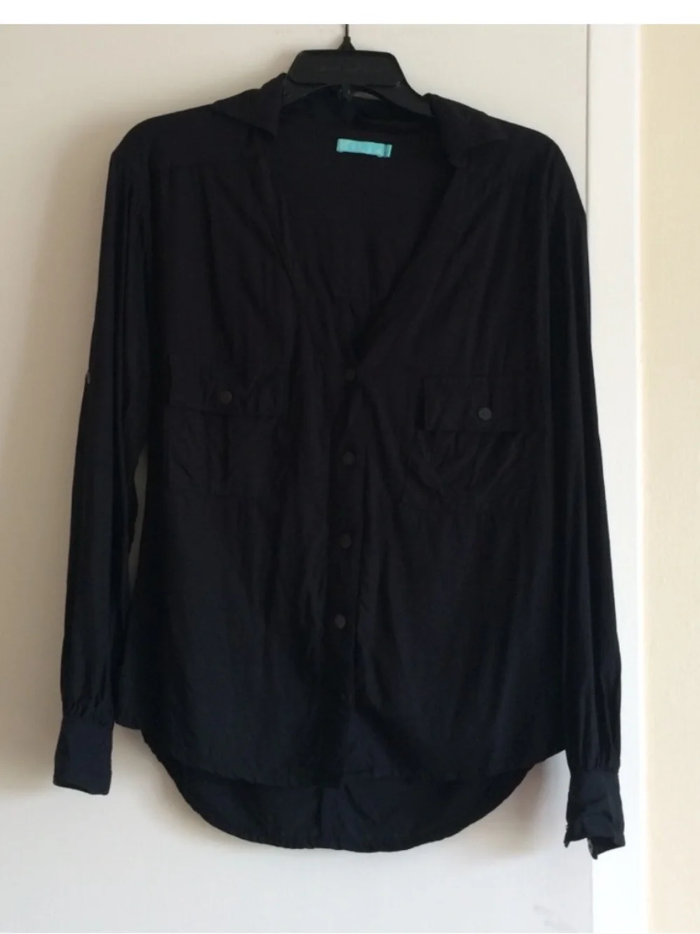 San Lorenzo Kilia Black Button Up Blouse Small